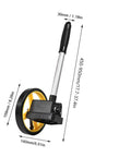 Luocute Mechanical Distance Measuring Wheel 0 to 9999.9m (small wheel) with telescopic handle, dimensions 450-950mm.