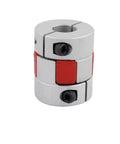 Five To Ten Millimeter Shaft Coupling Aluminum Alloy 30mm Length 25mm Diameter Plum Shaped Motor Coupler Red Silver Finish