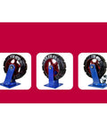 Heavy Duty Swivel Casters With Tight 360 Turn And 10 Or 12 Inch Wear Resistant Nylon Wheels Roll Smooth And Crush Weight Solid One Ton Load Bearing Universal Cart Wheel Sets Of Four Pack with blue frames and red wheels
