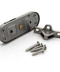 Sliding Door Lock Hasp Gate Latch Barn Privacy Bolt Stainless Steel with installation screws on a white background.