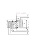 Technical diagram of Heavy Duty Slewing Ring Bearing With External Teeth Four Point Contact For Smooth Turntable Rotation