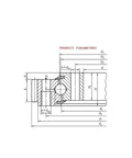 Technical diagram of Four Point Contact Slewing Ring Bearing With External Teeth For External Gear Mesh And Smooth Turntable Rotation.