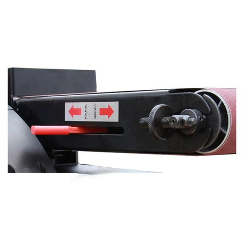 Close-up of Heavy Duty Electric Belt And Disc Sander Featuring A Kickass 3450Rpm Motor with adjustable tension mechanism.