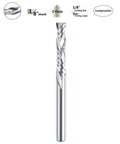 SpeTool carbide router bit, 1/8 in shank, 1/8 in cutting diameter, 2-flute compression Up/Down end mill for CNC woodwork