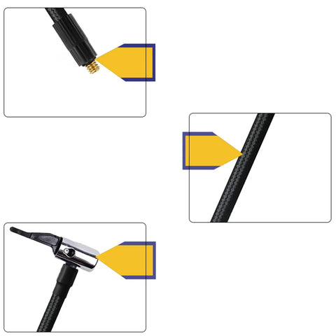 Badass Heavy Duty Nylon Wrapped Rubber Car Tire Air Inflator Hose Extension Tube Adapter Locking Chuck Secure Threaded Nozzle With Snug Seal Quick Connect Release For Bike Motorcycle Pump Valve System Easy Swapping And Tight Pressure Guarantee black braided hose and locking chuck