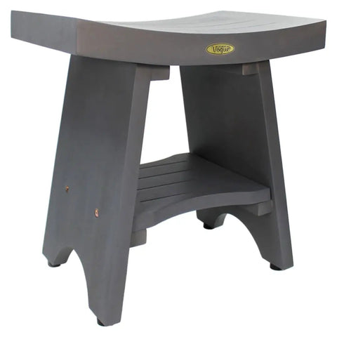 18 Inch Teak Shower Bench Stool Waterproof Non Slip With Full Length Shelf For Inside Shower Heavy Duty Safety