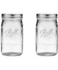 Real Deal Wide Mouth Glass Mason Jars With Lids And Bands For Canning And Pickling Quart 32 Oz Pack Of 2 clear jars with silver lids