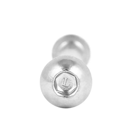 Close-up view of a silver hex socket cap bolt from the Hex Socket Cap Bolt With Barrel Nut Set, 8mm X 54mm, 10 Pack Metal Fasteners Kit