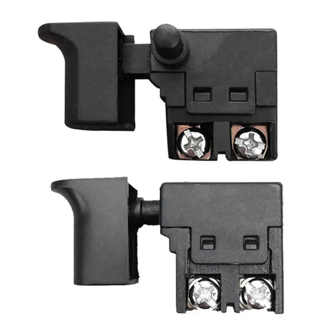 Badass Replacement Speed Regulating Switch For Electric Drill Planer And Marble Cutter With 250V Push Button Quick Install smooth control switch top and bottom view.