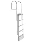 Retractable Dock Ladder With 5 Steps Aluminum Pontoon Swim Ladder Auto Lift Float Non Slip Wide Steps 500 Lb Weight Capacity Adjustable Height No Fuss Easy Install Ideal For Lake Pool And Boat, front view
