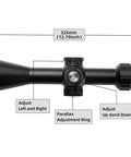 Detailed view of Springer Air Rifle Scope 3 to 9X40 AO with Illuminated Mil Dot Reticle, showing dimensions and adjustment rings.