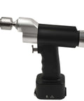 Heavy Duty Veterinary Orthopedic Electric Bone Drill With Slick Variable Speed And Hospital Grade Sterilizable Cannulated Body For Pro Level Pet Surgery And No Hassle Animal Clinic Use side view with black grip and metallic finish.
