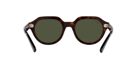 Front view of Gina Square Sunnies in Havana Frame with Green Lenses 53 millimeter size with full UV protection durable frame