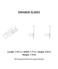 Diagram of Stainless Steel Soft Close Drawer Slides For Kitchen Cabinets And Wardrobes with dimensions and side view details.