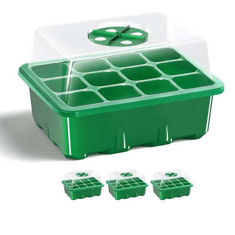 3-Pack Seed Starter Trays with Adjustable Humidity Dome and Base Indoor Greenhouse Propagator 12 Cells Per Tray