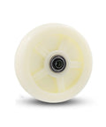 Hella Smooth Heavy Duty Swivel Caster Wheels With White Nylon Rollers And Rust Proof Metal Plates Replacement Pack Of Four, close-up view of nylon roller.