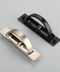 Zinc Alloy Cabinet Door Pull Handle With Rotatable Hidden Ring For Wardrobe And Drawers Brushed Finish, black and silver handles