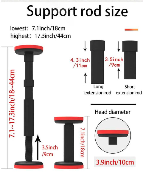Image showing dimensions of Adjustable Cabinet Support Poles For Upper Cabinet Installation And Sink Support Extends 7.1 To 17.3 Inches