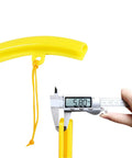 Yellow PU Wheel Rim Protector 5.91 x 0.98 in with digital caliper measuring 5.80 mm thickness.