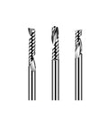 Straight Up Sharp Single Flute Spiral End Mill For CNC Router Machining Wood Acrylic Aluminum With Raw Uncoated Steel Blades for precise cuts.