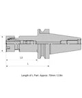 Premium 40Cr Alloy Steel CNC Tool Holder with 70mm length and precise dimensions for milling lathe BT40 ER20 chuck.