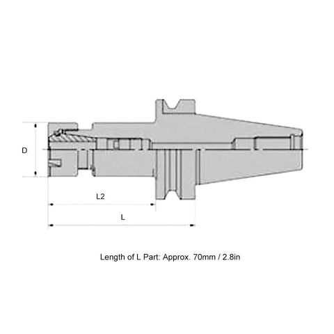 Premium 40Cr Alloy Steel CNC Tool Holder with 70mm length and precise dimensions for milling lathe BT40 ER20 chuck.