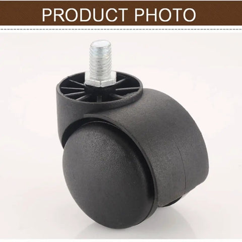 Universal Silent Caster Wheels For Office Chairs Replacement Smooth Swivel Rollers with black polyurethane wheel and locking stem.