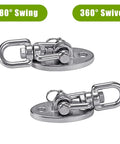 Heavy Duty Ceiling Swing Mount Set Stainless Steel Hangers With Free Swivel Hooks For Yoga Swing Indoor Outdoor Swing Set Porch Swing Chair And Punching Heavy Bag 2000 Lbs Capacity Each 2 Pack displayed with 360° swivel function