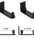 Sliding Barn Door Floor Guides Adjustable Stay Roller Hardware Kit With Smooth Ball Bearings Flat Bottom Design Flush With Floor Wall Mount Roller Guide For Small Space Black Rust Resistant Finish, side and dimensional view