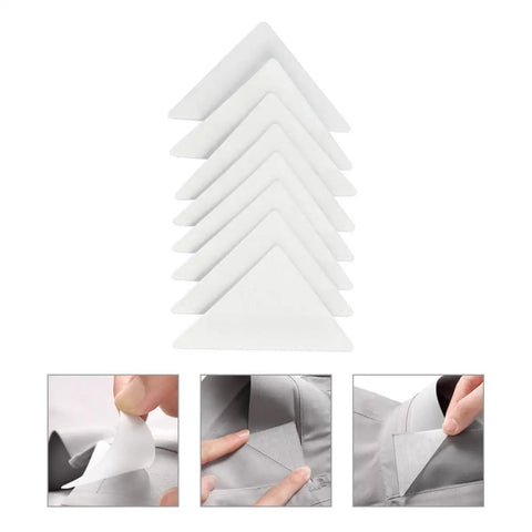 Never Let A Limp Collar Ruin Vibe As You Rock This 240 Pack Of Adhesive Pvc Shirt Stays showing flat white collar stays with adhesive backing.