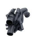 Direct Fit Coolant Thermostat Housing Assembly Replacement Fits Peugeot 2008 And 207 Engine Cooling Systems, black plastic design.