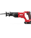 Built Tough No Sweat 20V Brushless Nine Piece Cordless Power Tool Combo Kit includes a red and black reciprocating saw.