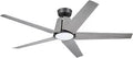60 Inch Indoor Outdoor Ceiling Fan With LED Light And DC Motor Super Quiet Five Blade Modern Fixture Damp Rated Reversible Motor Removable Lighting Graphite Finish