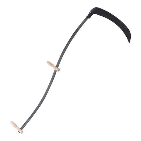 Scythe With Grinding Stone And Wooden Handle For Grass And Weeds, Serrated Edge Garden Tool For Landscaping And Clearing Brush, Long Reach Hand Tool With Sharpening Wheel For Razor Sharp Yard Work