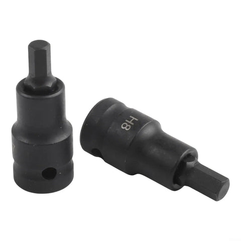 Two H8 hex bit holders from Beefy One Half Inch Square Drive Converter Kit For Impact Wrenches Chrome Vanadium Socket Adapters H4 Through H19.