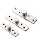 Rock Solid Heavy Duty Pivot Hinge 40 Pack Stainless Steel 360 Degree Rotary Hidden Door Hardware with multiple sizes shown.
