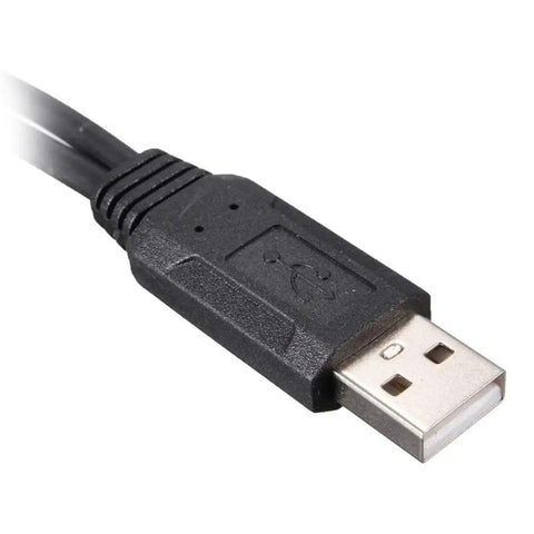 USB 2.0 Y Splitter Cable With Dual USB A Female Ports One Data And Power Port And One Power Only Port Two Pack For Laptop Tablet And Smartphone Charging And Data Transfer Not For iOS Data On Power Port, USB-A male plug close-up