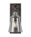 Loras One Light Wall Sconce In Traditional Style With Weathered Iron Finish, clear glass shade, E26 socket, classic rustic glow