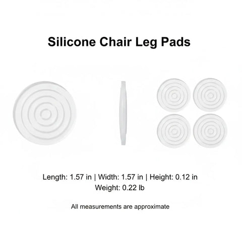 Clear Silicone Chair Leg Protectors With Self Adhesive Pads For Easy Tool Free Install On Hardwood And Tile Floors, shown in set of 4