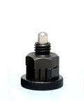 Rock Solid M8 Self Locking Indexing Plunger Knob With Compression Spring Screw for machine alignment, black metal design.
