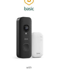 Hassle Free Wireless Video Doorbell Camera With Crisp 2K Head To Toe Clarity And Weeks Of Battery Runtime Includes Sync Module And One Year Cloud Storage Plan For Renters And Homeowners In Sleek Black, showing camera and sync module.