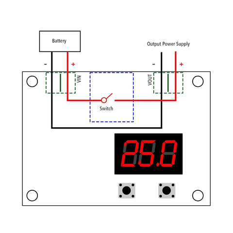 Diagram of Two Pack Xh M609 Low Voltage Disconnect Module With Digital Display Auto Cutoff Stops DC Batteries From Over Discharge.
