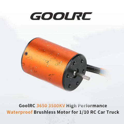 Waterproof 3650 3500KV Brushless Motor With 60A ESC Combo for 1/10 RC car truck, orange motor with visible shaft.