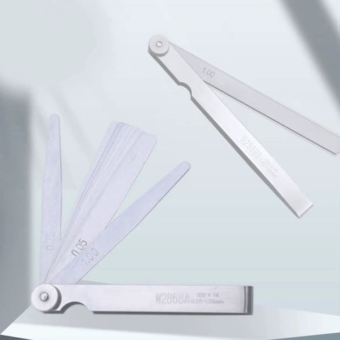 Metric And Standard Feeler Gauge Set Dead Nuts Accurate Stainless Steel Gap Tool for checking valve and piston ring clearance.