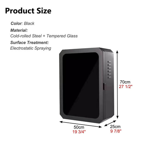 Lockable EV Charger Wall Mount Case Premium Heavy Duty Steel Outdoor Shield With Combo Key Lock And Slick Bottom Cable Routing For Solid Daily Driver Vehicles, black, 70cm x 50cm x 25cm, cold-rolled steel and tempered glass.