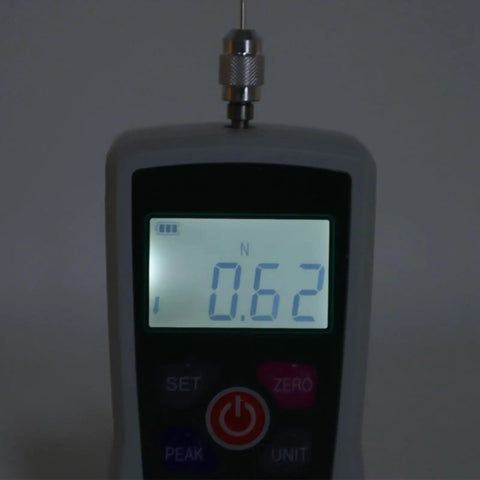 Portable Lab Grade Force Push Pull Tester Meter For Material Mechanics In Aluminum Alloy 50N Mini Multi Functional With Built In Sensor For Precise Quick Lab Tests, front display