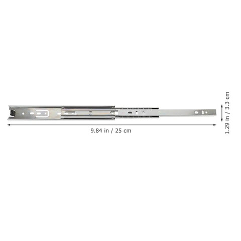 Drawer Slides 10 Inch Three Section Track Rails Side Mount Silver Set Of 2 For Cabinets Dressers And Closets Smooth Glide Hardware