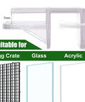 Solid As A Rock Aquarium Lid Clips, Transparent Abs Plastic Rimless Fish Tank Brackets And Anti Jump Guards close-up view showing suitability for various materials.