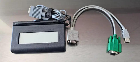 Slick Compact Digital Signature Capture Pad Featuring Backlit LCD Screen And Rs232 Serial Port for biometric signing with cables.