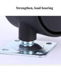 Close-up of base attachment on double wheel nylon casters for furniture 1.5 to 2 inch wheels with smooth rolling quiet action.